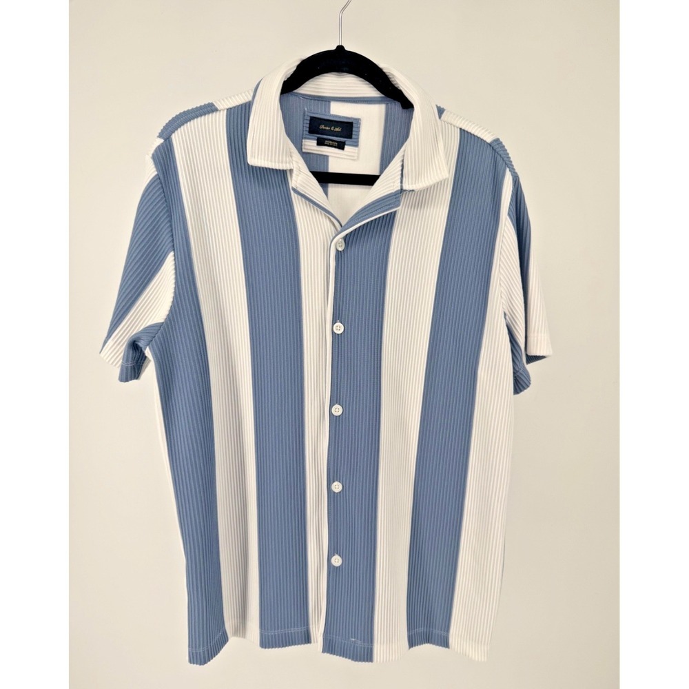 Porter & Ash Button up Shirt - Size Large - Short Sleeve - Stripes- Wide